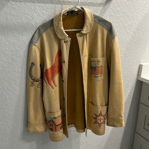 Vintage Ralph Lauren Country Leather painted jacket. Size Medium.